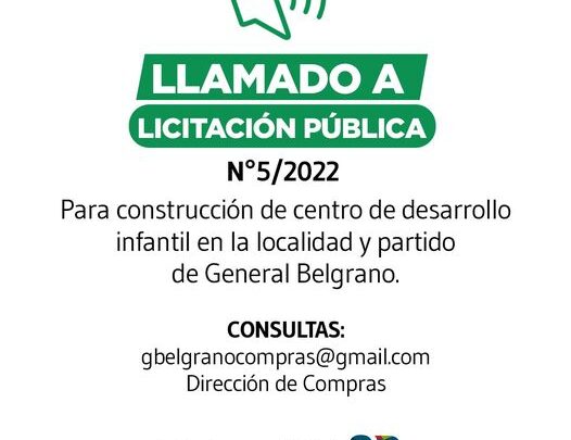 BelgranoMunicipalidad de General Belgrano: LLAMADO A LICITACIÓN PÚBLICA N°5/2022