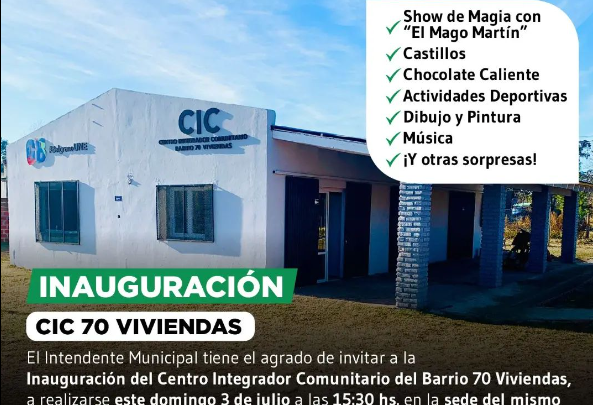 Gral. Belgrano: Este Domingo inauguración del “CIC 70 VIVIENDAS”