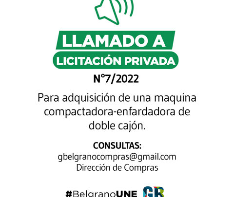 BelgranoMunicipalidad de General Belgrano. Llamado a licitación privada n°7/2022