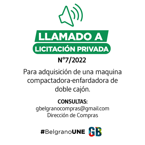 BelgranoMunicipalidad de General Belgrano. Llamado a licitación privada n°7/2022