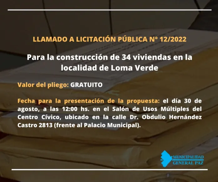 RanchosLicitación para construcción de viviendas en Loma Verde