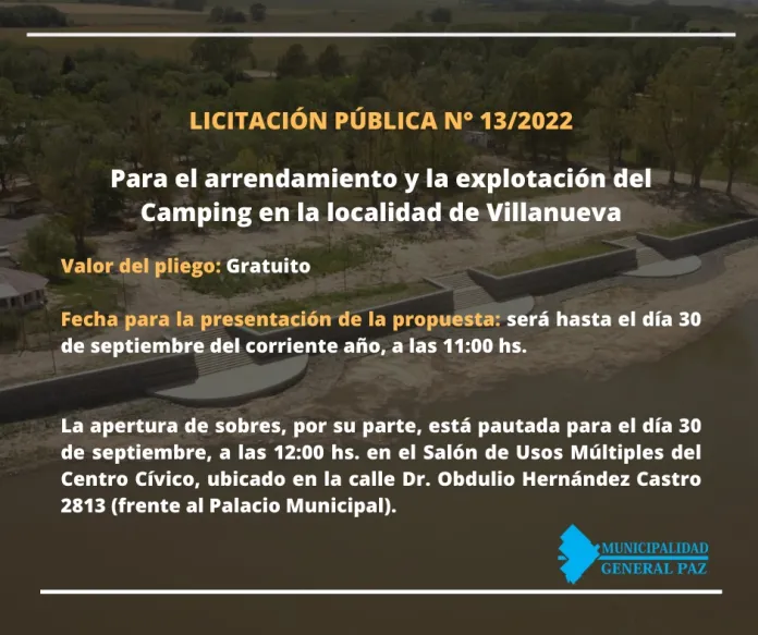 RanchosLlamado a licitación para explotación del Camping Municipal de Villanueva