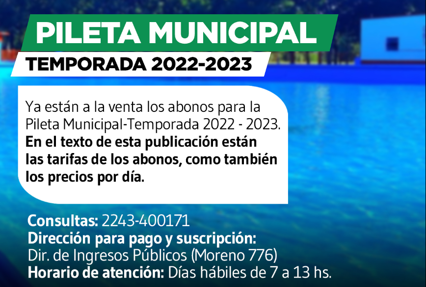 BelgranoPileta Municipal: temporada 2022-2023 ya se pueden tramitar los abonos en ingresos públicos