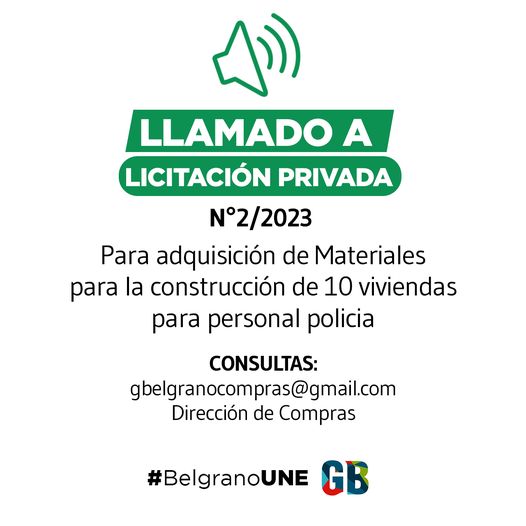 BelgranoMunicipalidad de General Belgrano llamado a licitacion privada N°2/2023 Decreto N°388/2023