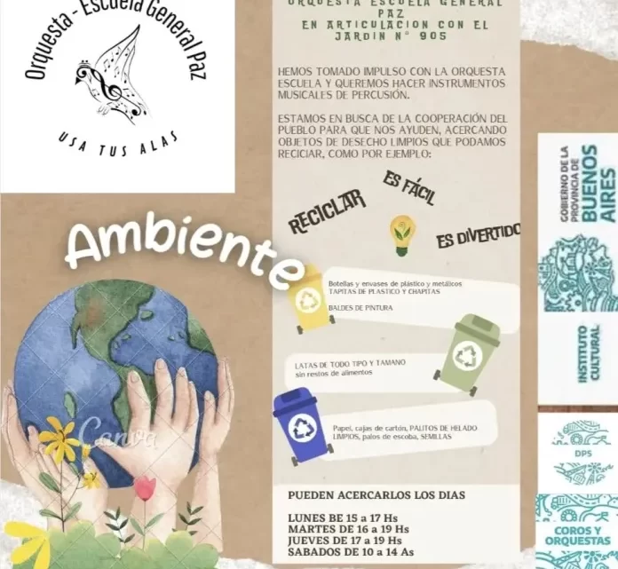 RanchosLa Orquesta Escuela inició un Proyecto de reciclado y cuidado del ambiente