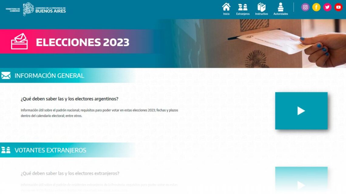  Elecciones 2023Ya está habilitado el portal web «Elecciones 2023» del gobierno bonaerense