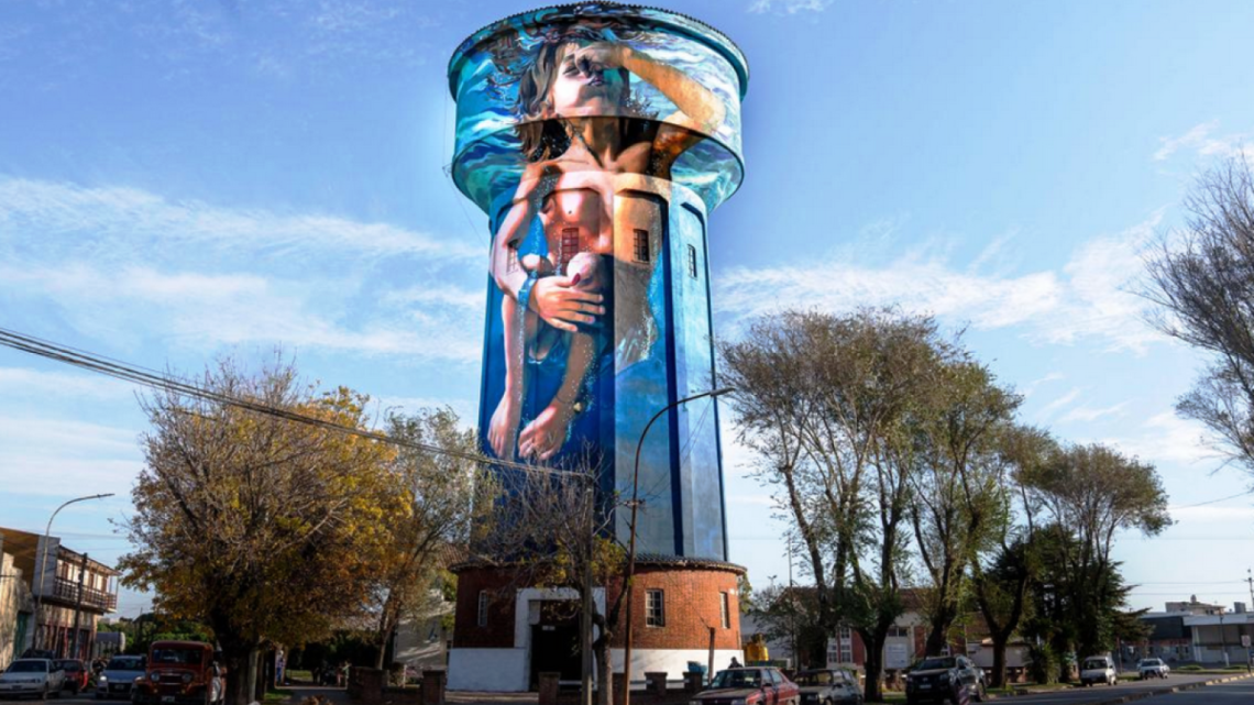 MiramarEl gigantesco mural de la torre de agua fue elegido el «mejor del mundo»